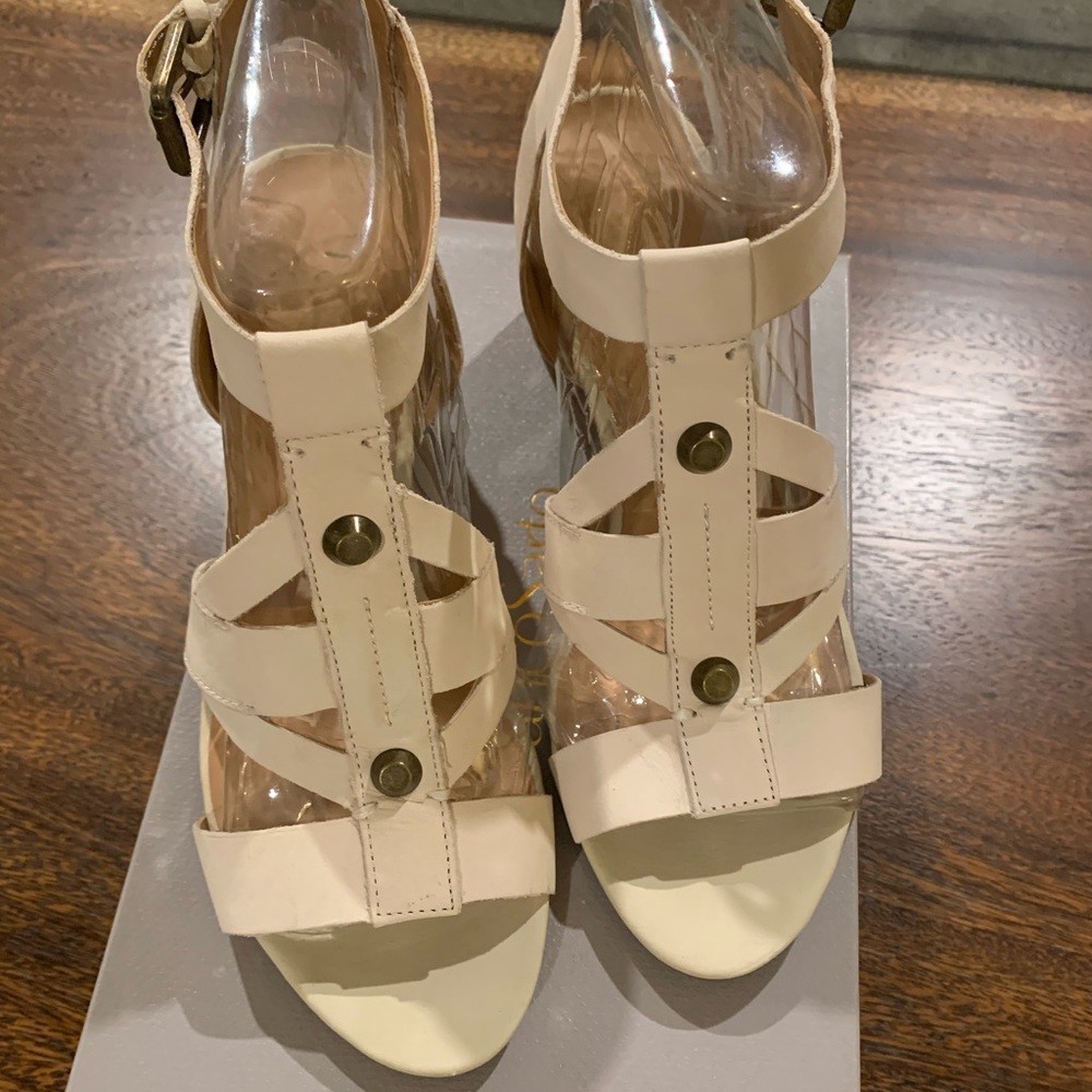 Franco Sarto Multi-Strap Cork Heel Sandals 
US 7.5